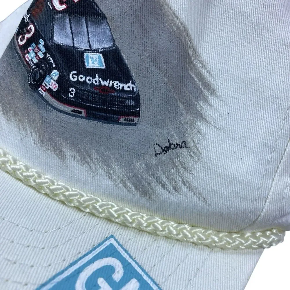 Vintage Hand Painted Dale Earnhardt #3 GM‎ Goodwrench NASCAR Snapback Hat OSFA